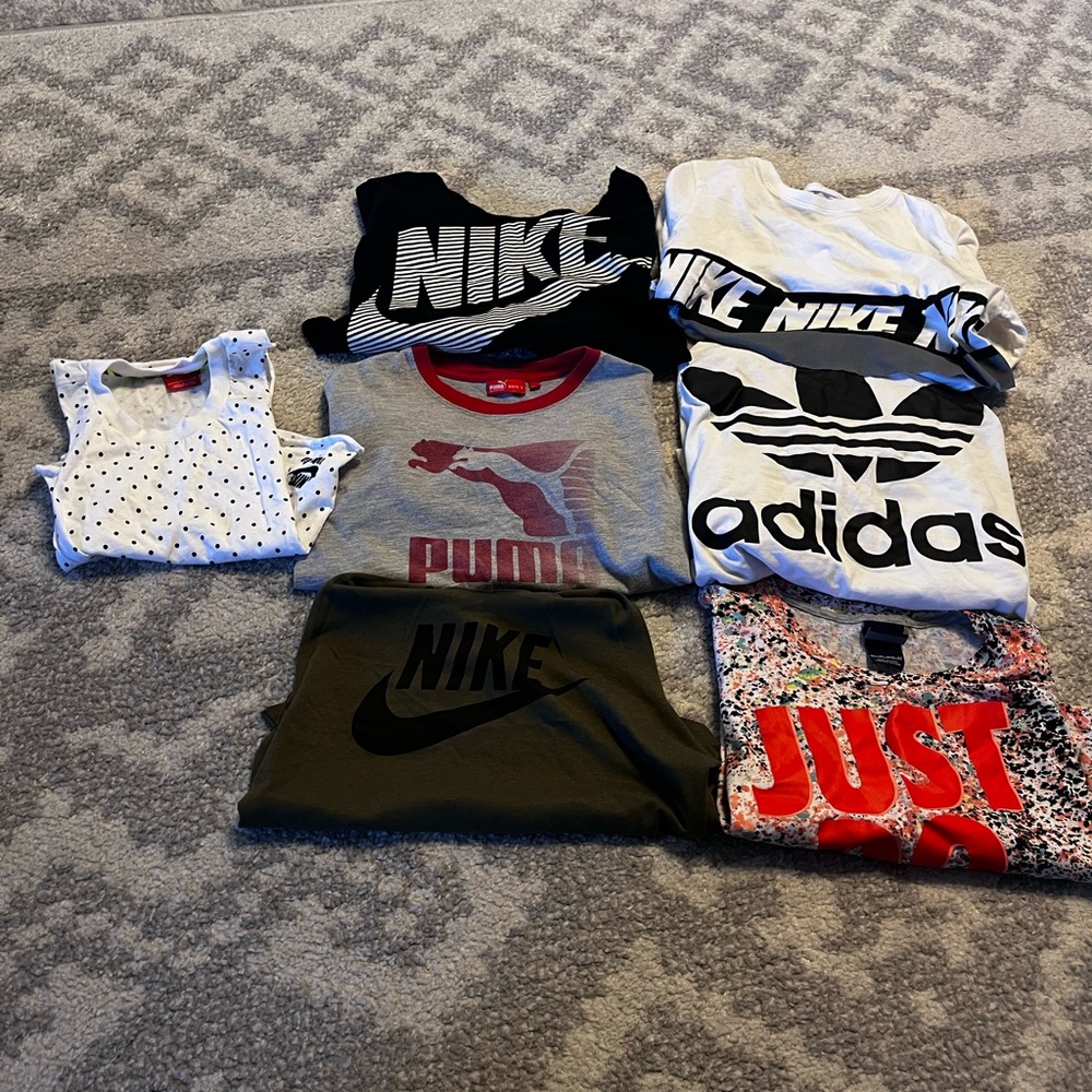 7 NIKE Adidas Puma Workout Tank Womens Crop Graphic T-Shirt Top Xs S Athletic.